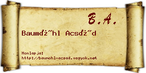 Baumöhl Acsád névjegykártya